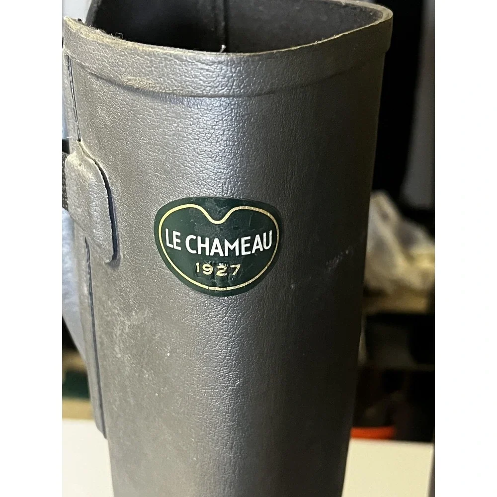 Le Chameau Neoprene Lined Rubber Hunting Rain Boots EU 41 Green Gray Morocco